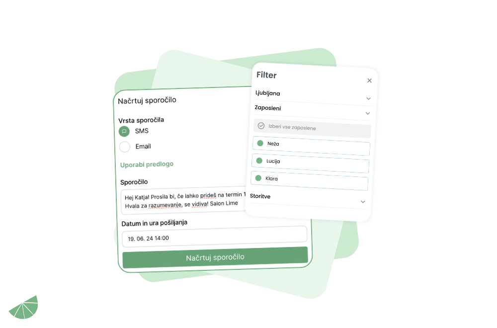 obveščanje - lime booking