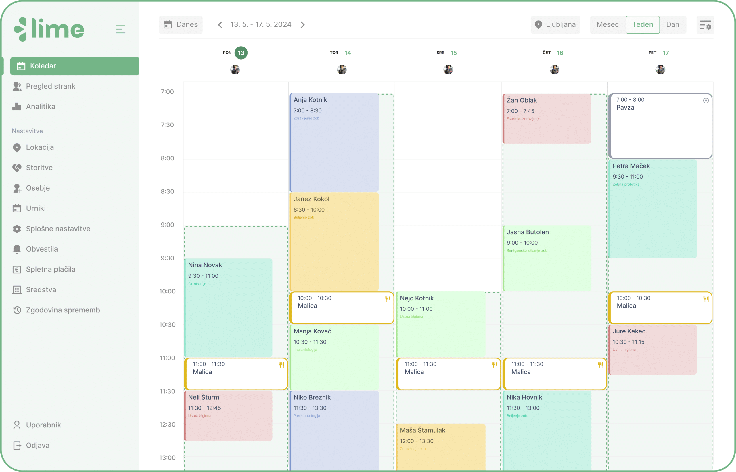 koledar - lime booking