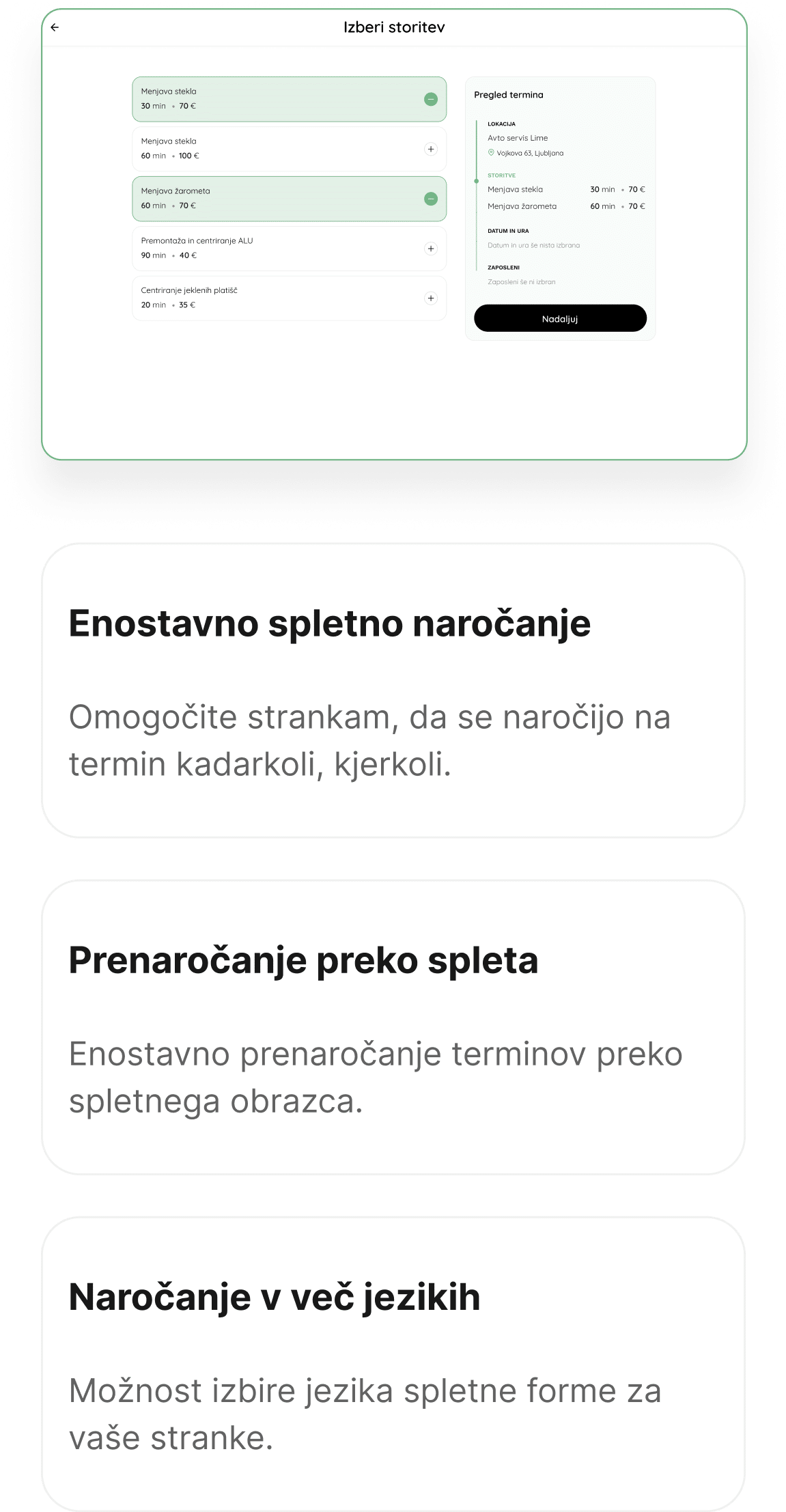 spletno naročanje - naročanje preko spleta - lime booking