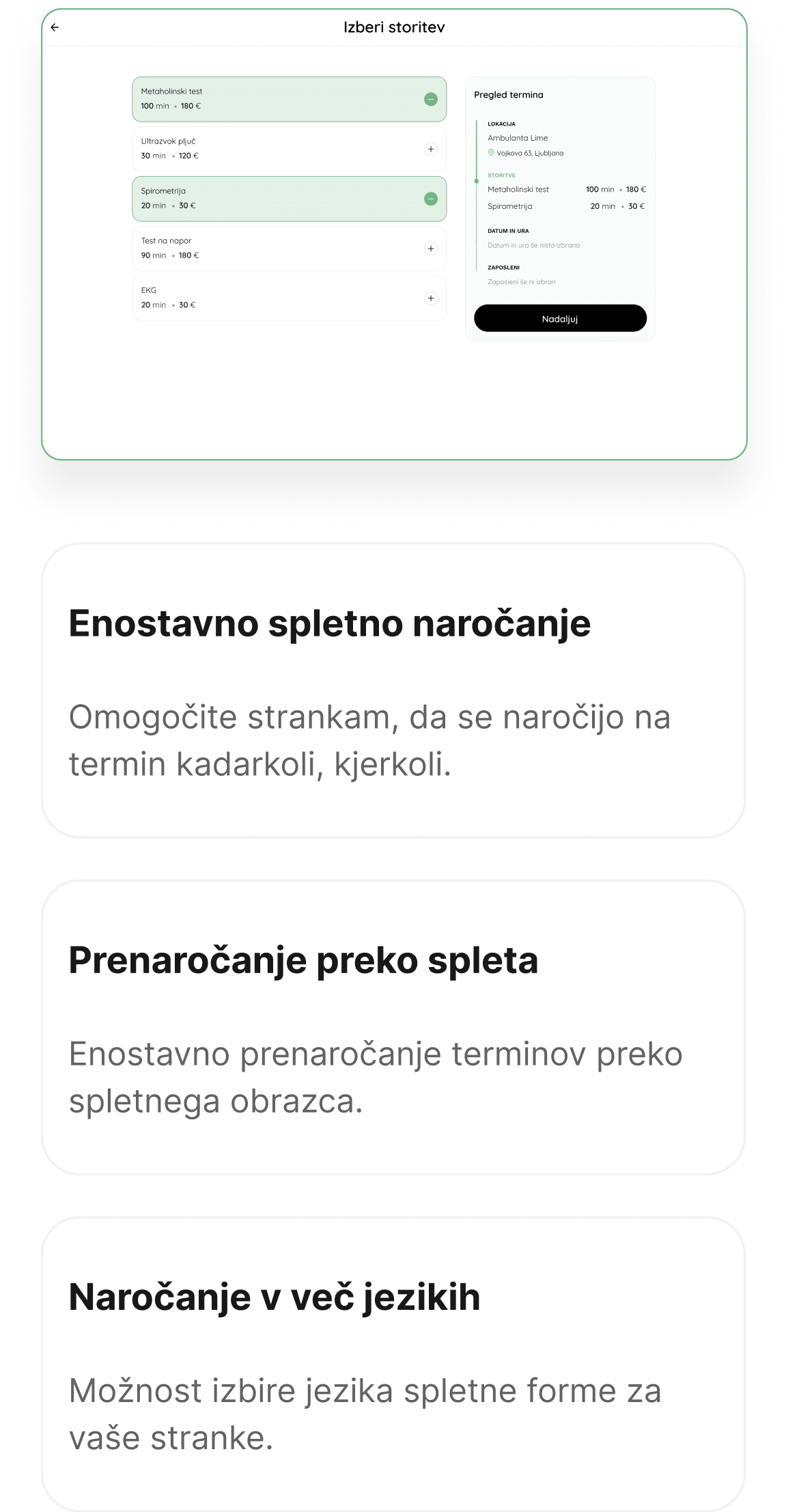 lime booking - naročanje na termine - spletno naročanje - sistem za naročanje - avtomatsko obveščanje -