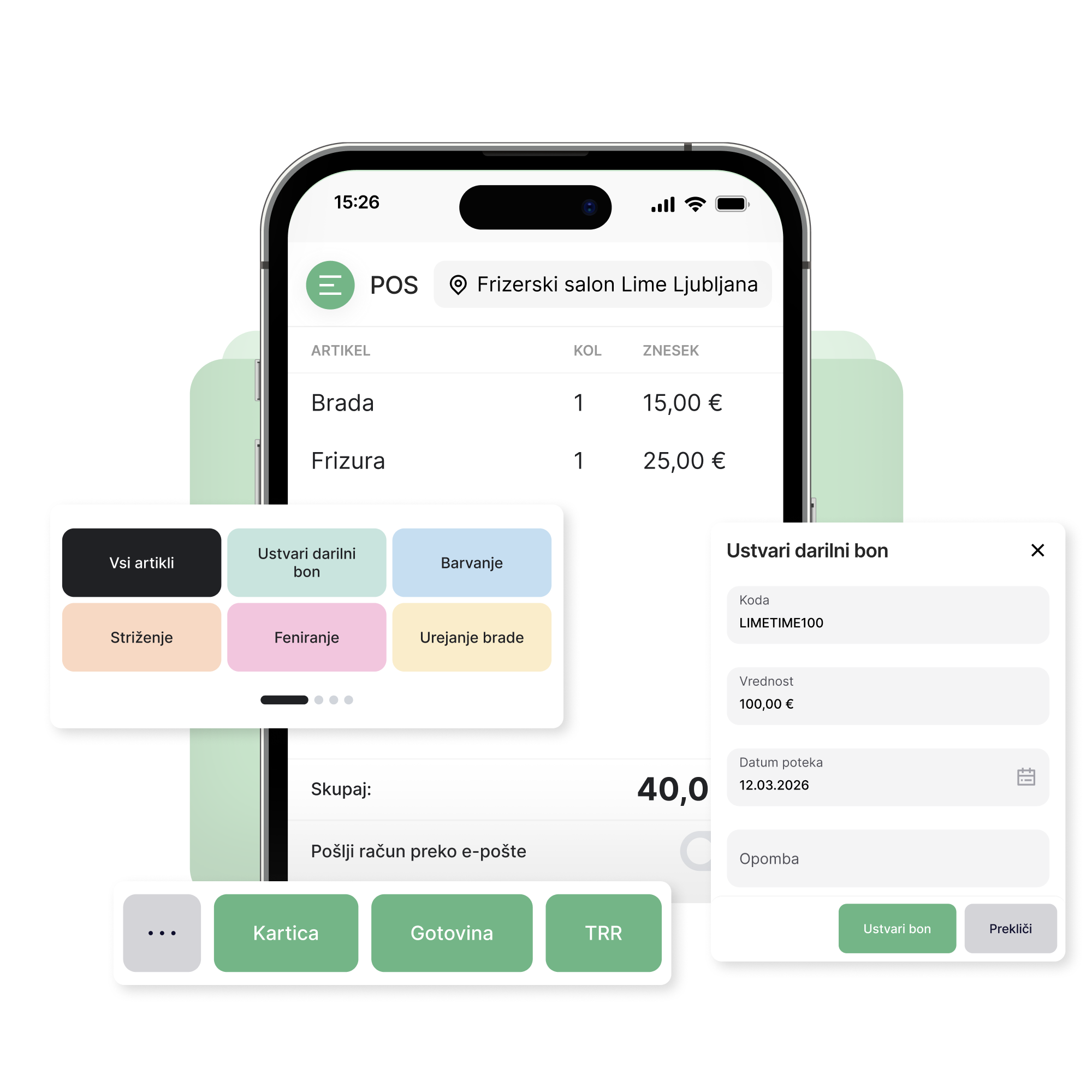 Davčna blagajna za frizerski salon - Lime Booking