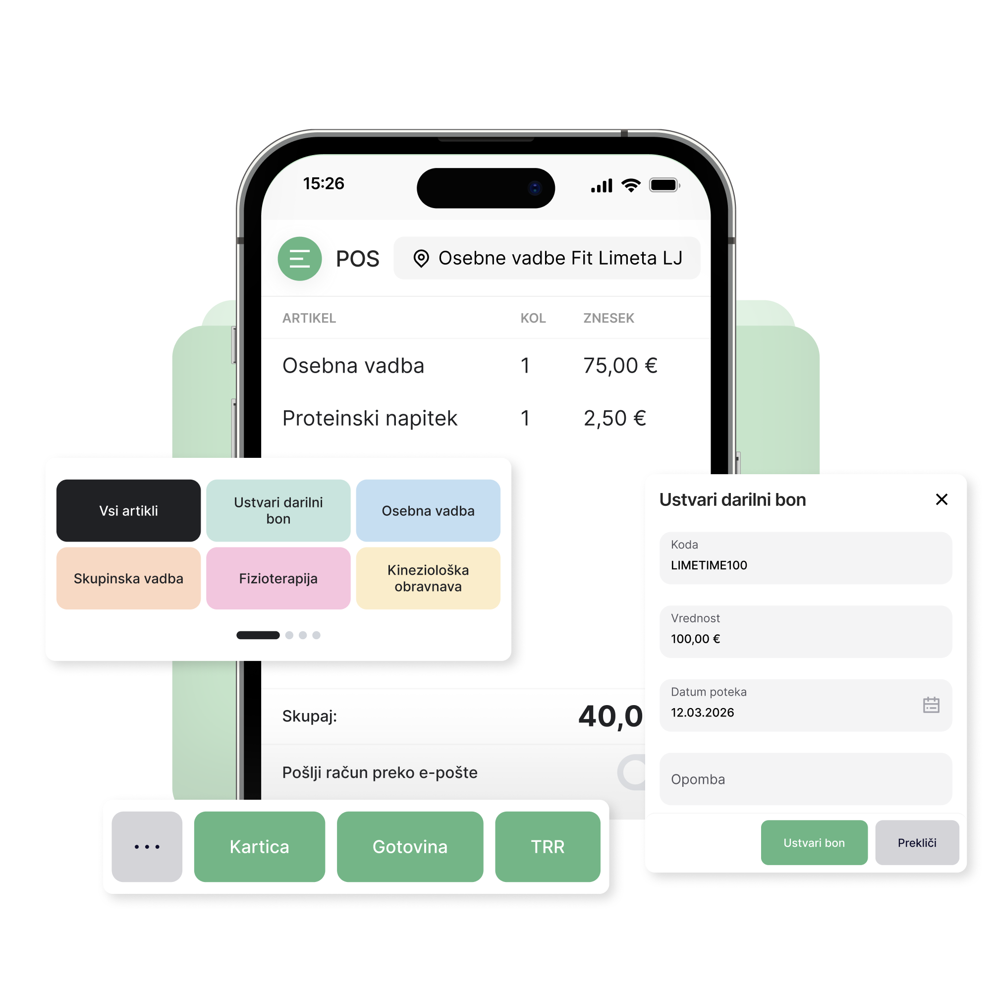 Davčna blagajna za osebne vadbe - Lime Booking