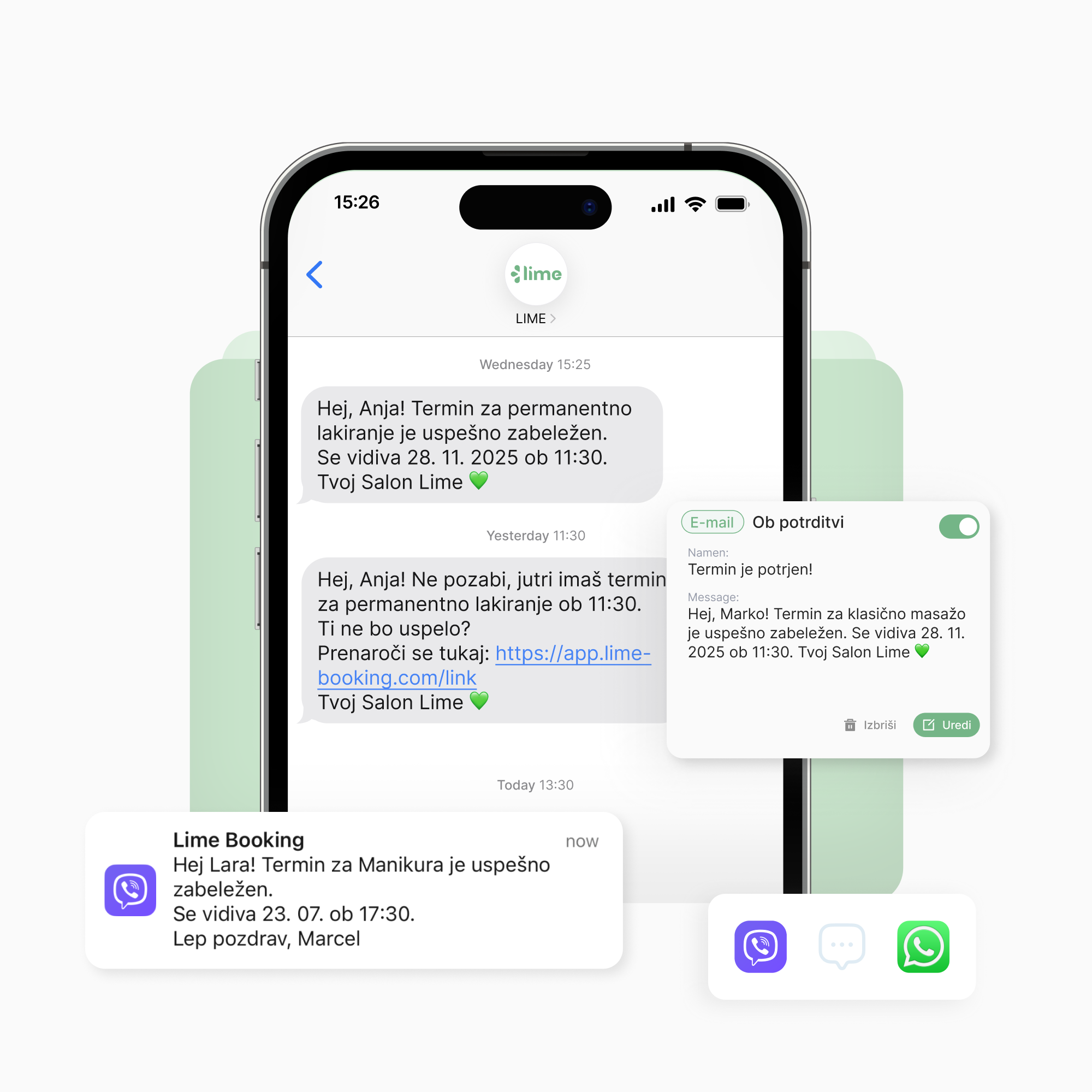 Avtomatsko obveščanje za salone - Lime Booking