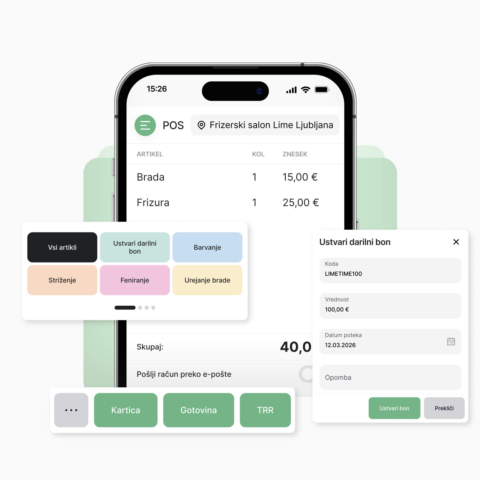 Davčna blagajna za salon - Lime Booking